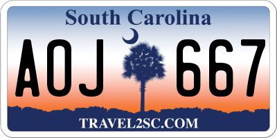 SC license plate AOJ667