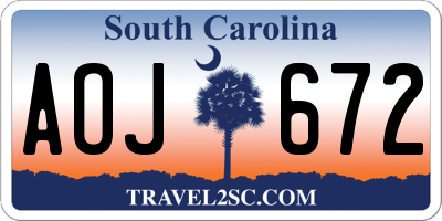 SC license plate AOJ672