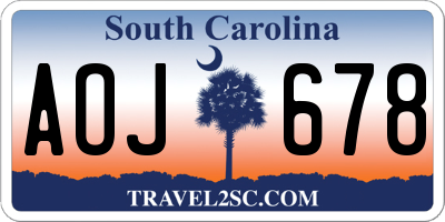 SC license plate AOJ678