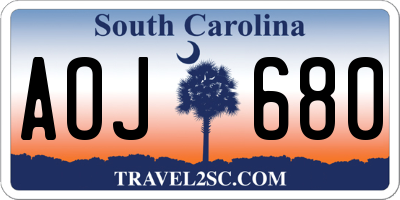 SC license plate AOJ680