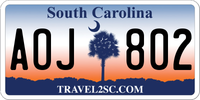 SC license plate AOJ802