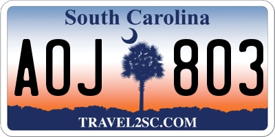 SC license plate AOJ803