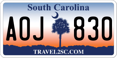 SC license plate AOJ830