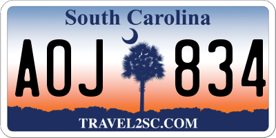 SC license plate AOJ834