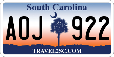 SC license plate AOJ922
