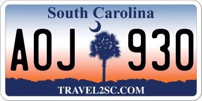 SC license plate AOJ930
