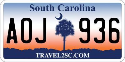 SC license plate AOJ936