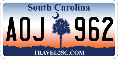 SC license plate AOJ962