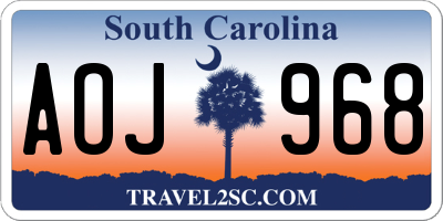 SC license plate AOJ968