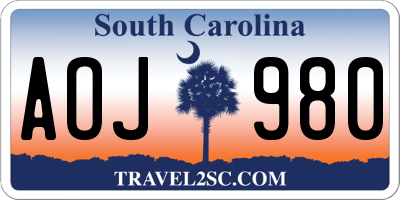 SC license plate AOJ980