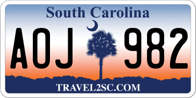 SC license plate AOJ982