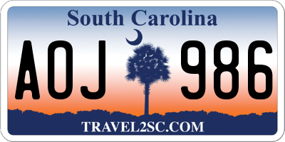 SC license plate AOJ986