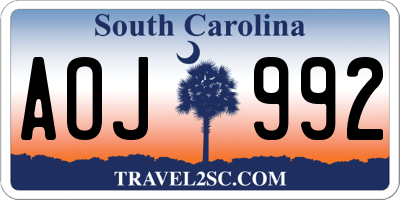 SC license plate AOJ992