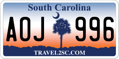 SC license plate AOJ996