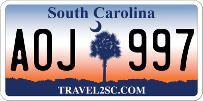 SC license plate AOJ997