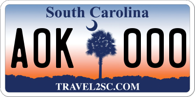 SC license plate AOK000