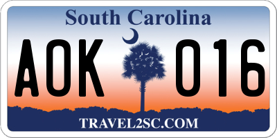 SC license plate AOK016