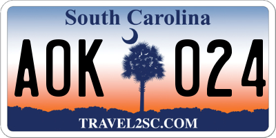 SC license plate AOK024