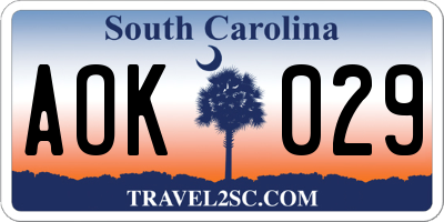 SC license plate AOK029