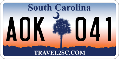 SC license plate AOK041
