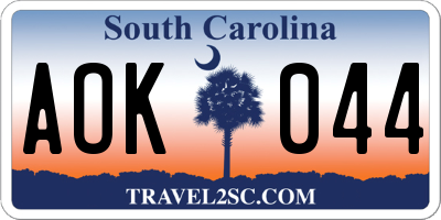 SC license plate AOK044