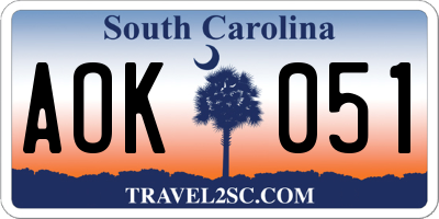 SC license plate AOK051