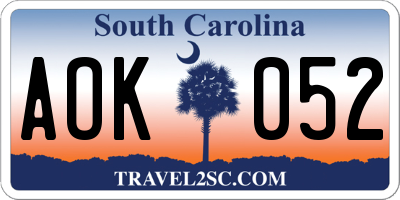SC license plate AOK052