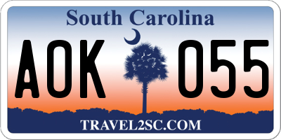 SC license plate AOK055