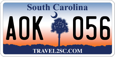 SC license plate AOK056