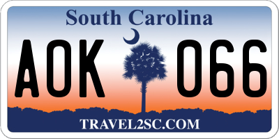 SC license plate AOK066