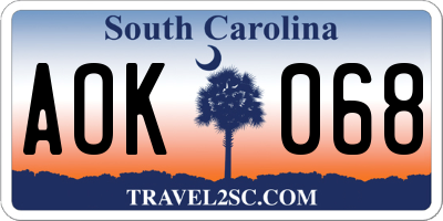 SC license plate AOK068