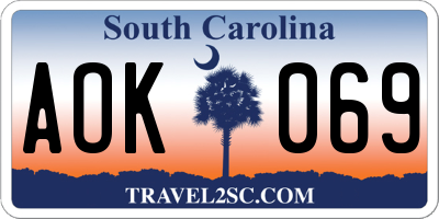SC license plate AOK069