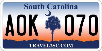 SC license plate AOK070