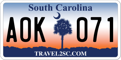 SC license plate AOK071