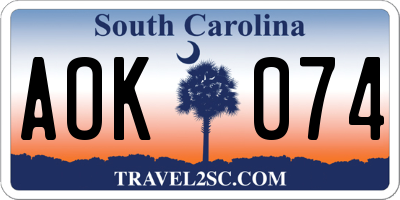 SC license plate AOK074