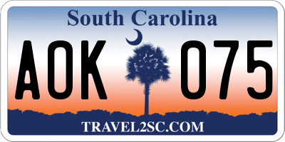 SC license plate AOK075
