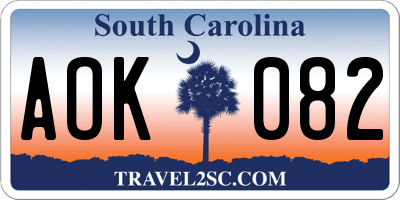 SC license plate AOK082