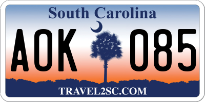 SC license plate AOK085