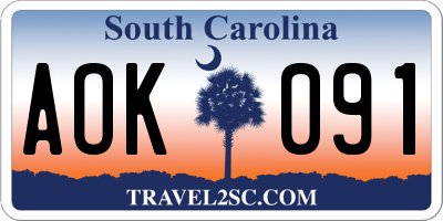 SC license plate AOK091
