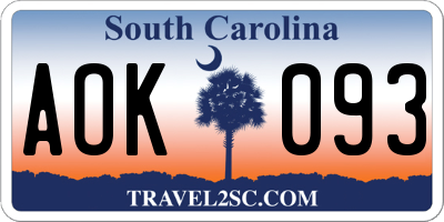 SC license plate AOK093