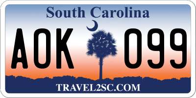 SC license plate AOK099