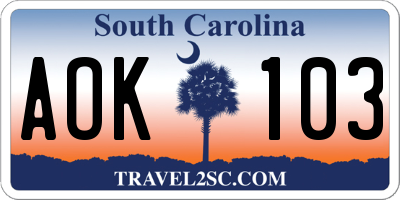 SC license plate AOK103