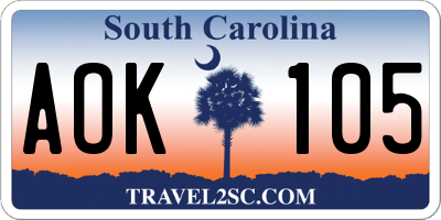 SC license plate AOK105