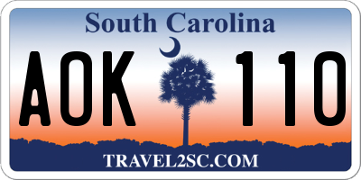 SC license plate AOK110