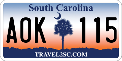SC license plate AOK115