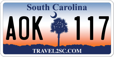 SC license plate AOK117