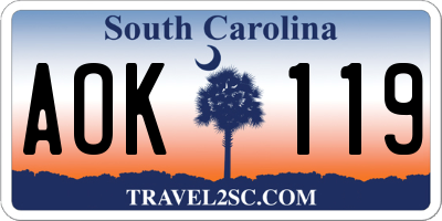 SC license plate AOK119