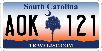 SC license plate AOK121