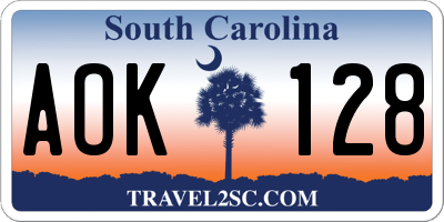 SC license plate AOK128