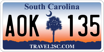 SC license plate AOK135